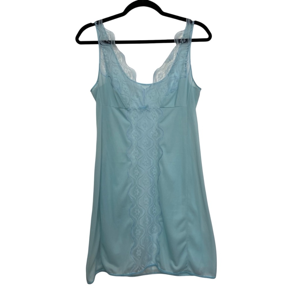 Light Blue Lace-Trim Chemise Slip